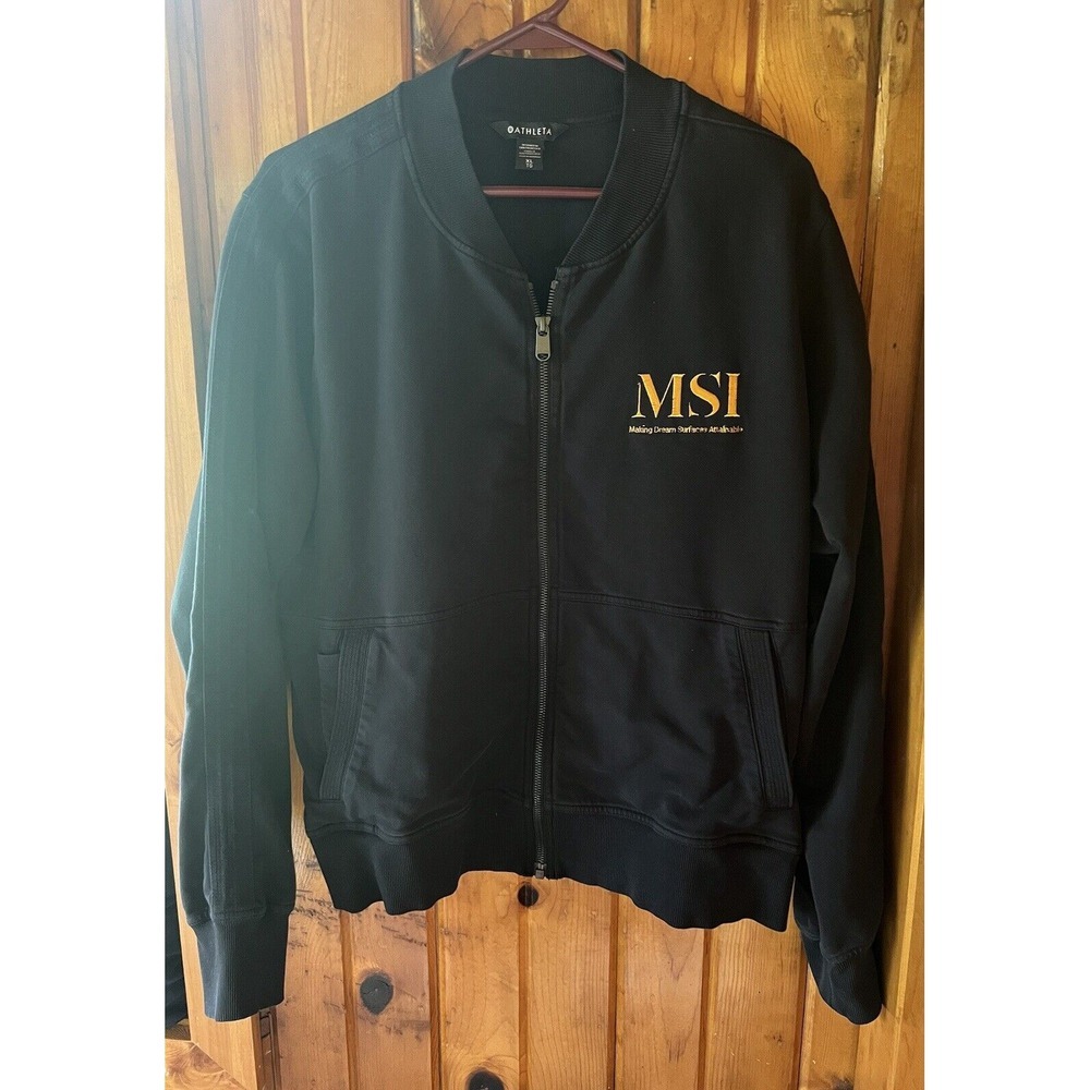 Athleta‎ Black Zip Up Size Xl MSI Embroidered